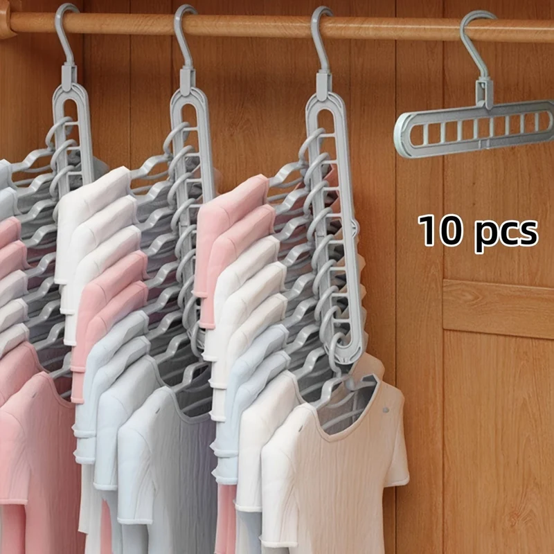 3 Stück hängende 9-Loch-Kleiderbügel, faltbarer, robuster Wäscheständer, platzsparender Haushalts-Organizer für Schlafzimmer, Schrank, Kleiderschrank, Zuhause, Wohnheim