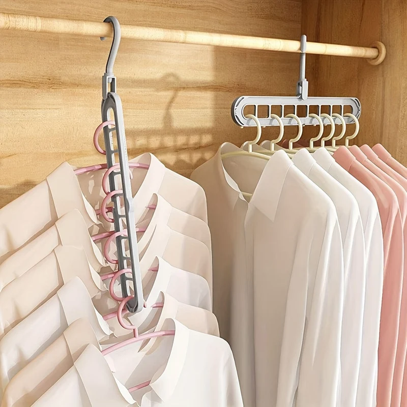 3 Stück hängende 9-Loch-Kleiderbügel, faltbarer, robuster Wäscheständer, platzsparender Haushalts-Organizer für Schlafzimmer, Schrank, Kleiderschrank, Zuhause, Wohnheim