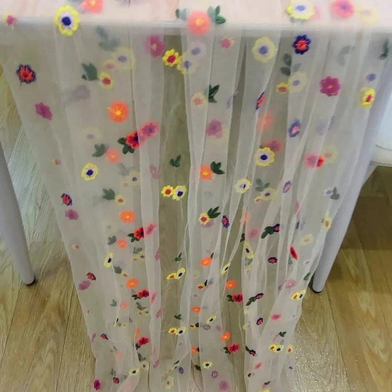 1 Stück, Tischdecke, pastoraler Stil, Stickerei, Kunsthandwerk, bunte Blumenspitze, geeignet für Hochzeitsdekoration, Garten im Freien, Küche, Wohnzimmer, Esstisch, Balkon, Couchtisch, Heimdekoration