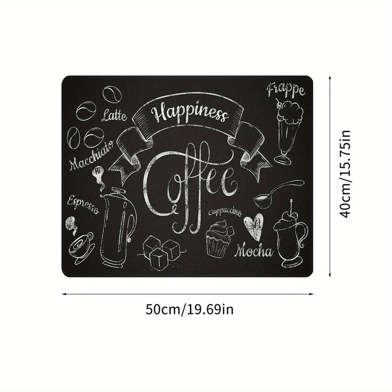 1 Stück Geschirr-Abtropfmatte mit Kaffee-Aufdruck, weiche Gummi-Abtropfunterlage, rutschfeste, superabsorbierende, verschleißfeste Kaffeemaschinenmatte, Tischset für Tischdekorationen auf der Arbeitsplatte, Esszimmer, Terrasse, Heimküchenbedarf