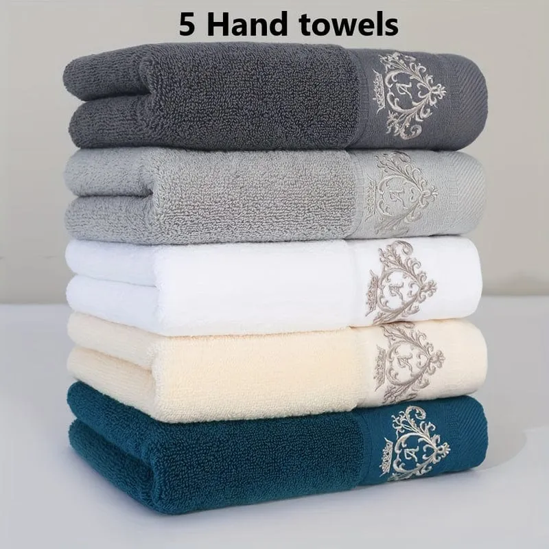 5 Stück 100 % Baumwolle, verdicktes Gesichtshandtuch, hochwertiges Handtuch mit Monogramm-Stickerei, perfekt für Männer und Frauen, Badezimmerzubehör, Heimbedarf
