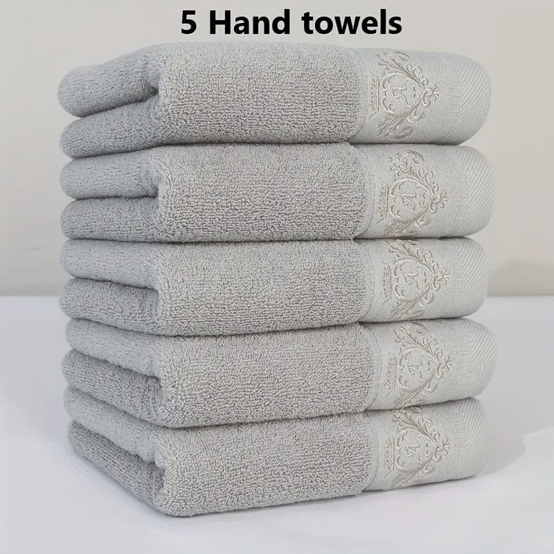 5 Stück 100 % Baumwolle, verdicktes Gesichtshandtuch, hochwertiges Handtuch mit Monogramm-Stickerei, perfekt für Männer und Frauen, Badezimmerzubehör, Heimbedarf