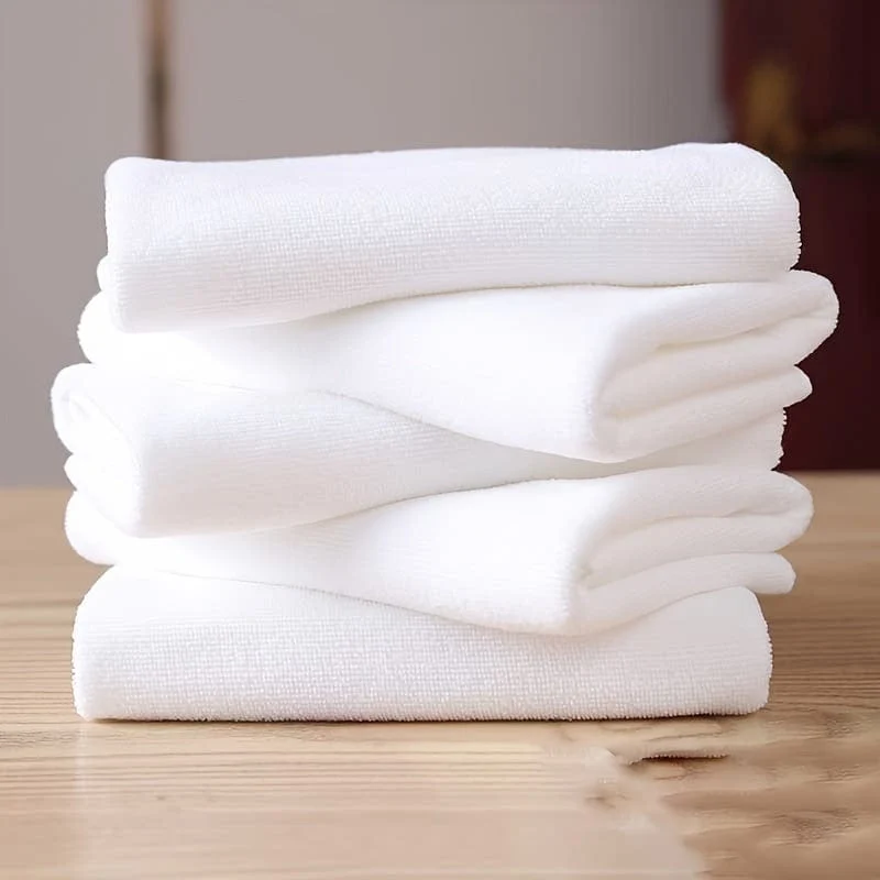 5-teiliges Baumwollhandtuch, superweiches und saugfähiges Gesichtshandtuch, schnell trocknendes weißes Badetuch, für die Badezimmerküche, ideale Badezimmerutensilien