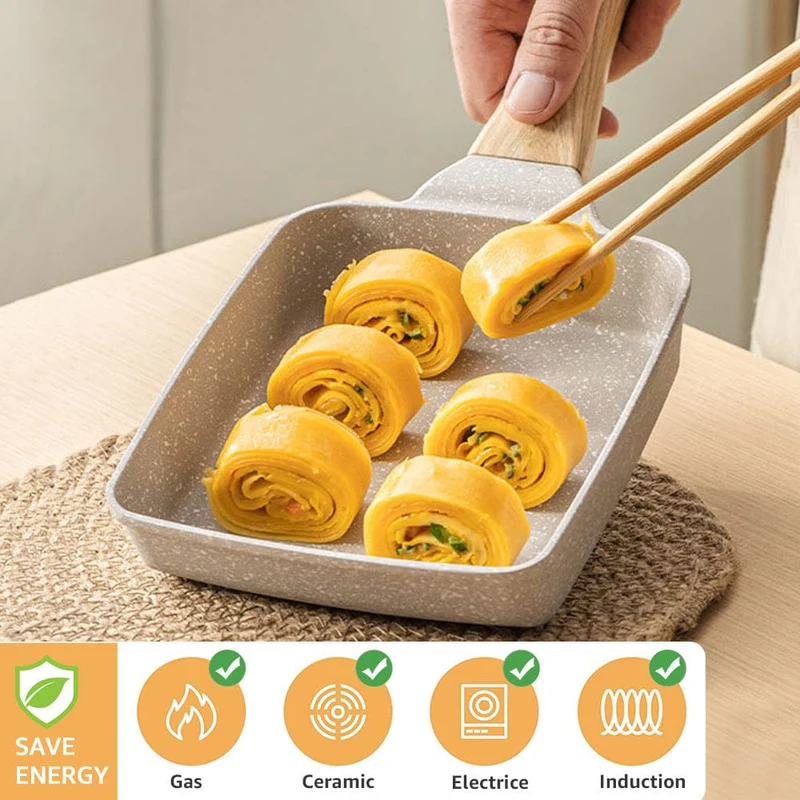 1 Stück, japanische Omelettpfanne (14.99 cm x 17.98 cm), Tamagoyaki-Eierpfanne aus Gusseisen, rechteckige Tamago-Pfanne, kleine Bratpfanne, Küchenutensilien, Küchenhelfer, Küchenzubehör, Küchenartikel für zu Hause