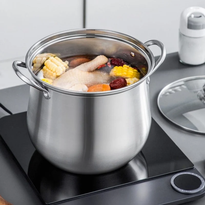 1 großer Suppentopf aus Edelstahl – ideal für Suppen, Eintöpfe und mehr – langlebig, leicht zu reinigen – unverzichtbares Küchengerät