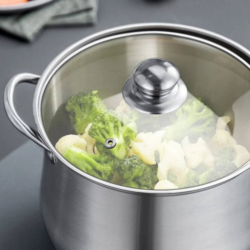 1 großer Suppentopf aus Edelstahl – ideal für Suppen, Eintöpfe und mehr – langlebig, leicht zu reinigen – unverzichtbares Küchengerät