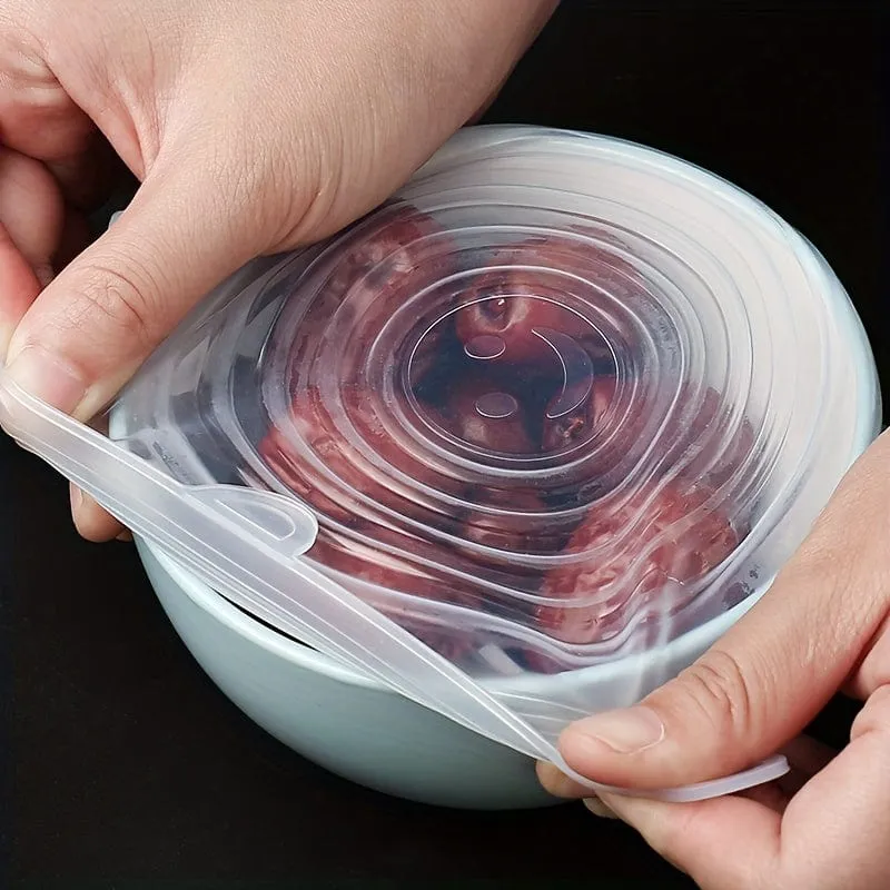 6 Stück elastische Silikondeckel, wiederverwendbare, langlebige Deckel für Lebensmittelaufbewahrungsschüsseln, Silikondeckelabdeckung, spülmaschinen- und kühlschranksichere Aufbewahrung, Küchenbedarf