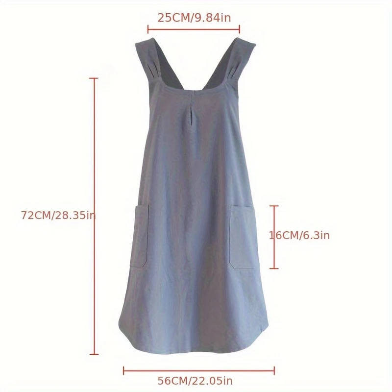 1 Stück, Schürze, koreanischer Stil, einfache Retro-Pastoral-Schürze, doppelschulterfreie Schnür-Damenschürze, Haushaltskomfort-Abdeckung, Küchenbedarf