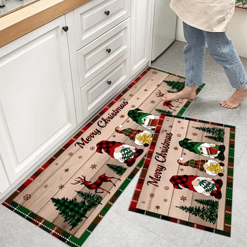 1/2 Stück, rutschfester, schmutzabweisender Weihnachtsteppich, für Wohnzimmer, Schlafzimmer, Küche, Büro, Heimdekoration, Raumdekoration, Weihnachtsdekoration