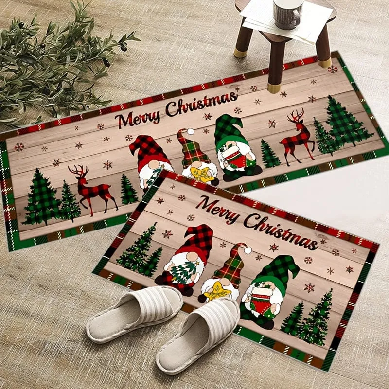 1/2 Stück, rutschfester, schmutzabweisender Weihnachtsteppich, für Wohnzimmer, Schlafzimmer, Küche, Büro, Heimdekoration, Raumdekoration, Weihnachtsdekoration