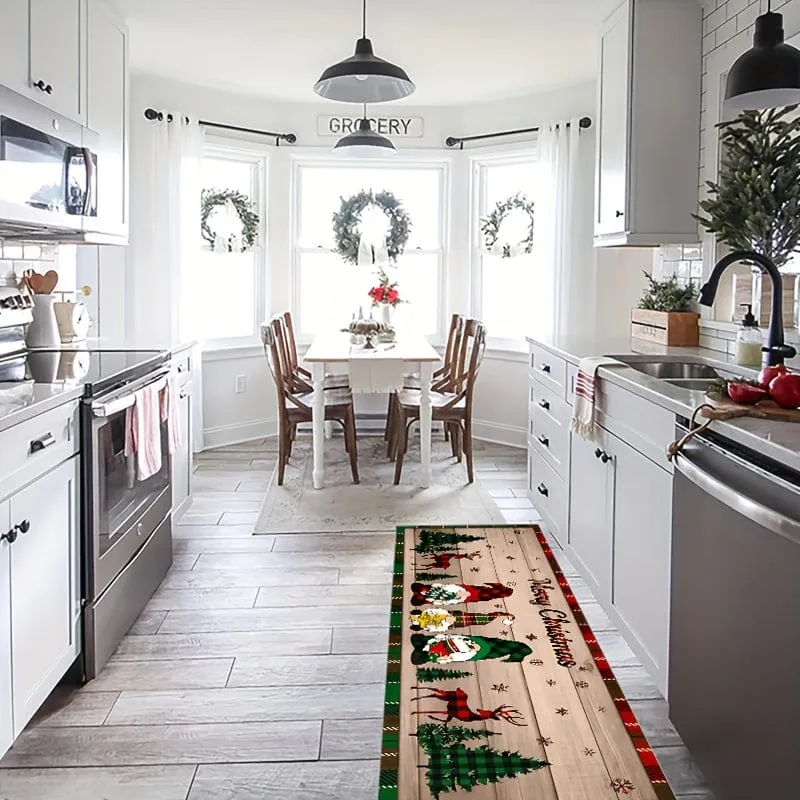 1/2 Stück, rutschfester, schmutzabweisender Weihnachtsteppich, für Wohnzimmer, Schlafzimmer, Küche, Büro, Heimdekoration, Raumdekoration, Weihnachtsdekoration