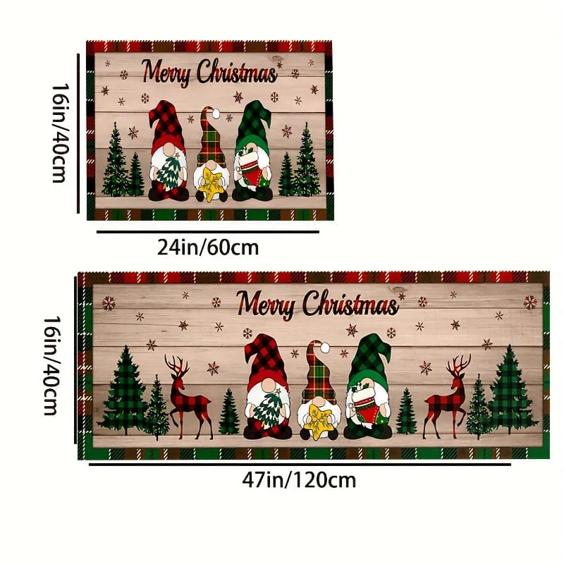 1/2 Stück, rutschfester, schmutzabweisender Weihnachtsteppich, für Wohnzimmer, Schlafzimmer, Küche, Büro, Heimdekoration, Raumdekoration, Weihnachtsdekoration