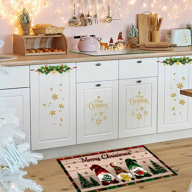 1/2 Stück, rutschfester, schmutzabweisender Weihnachtsteppich, für Wohnzimmer, Schlafzimmer, Küche, Büro, Heimdekoration, Raumdekoration, Weihnachtsdekoration