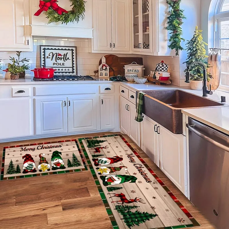 1/2 Stück, rutschfester, schmutzabweisender Weihnachtsteppich, für Wohnzimmer, Schlafzimmer, Küche, Büro, Heimdekoration, Raumdekoration, Weihnachtsdekoration