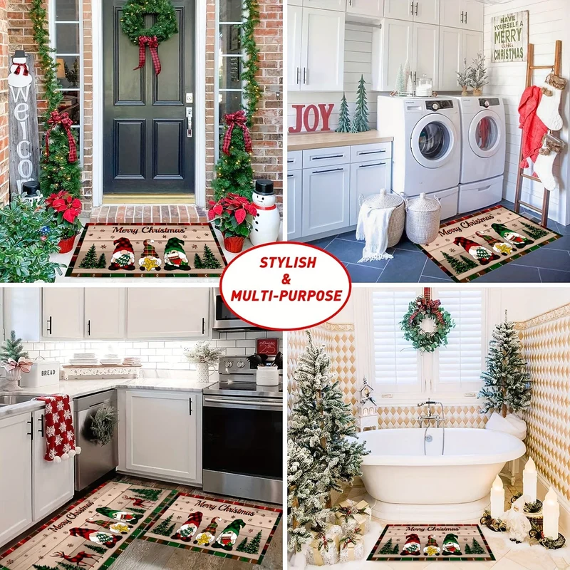 1/2 Stück, rutschfester, schmutzabweisender Weihnachtsteppich, für Wohnzimmer, Schlafzimmer, Küche, Büro, Heimdekoration, Raumdekoration, Weihnachtsdekoration