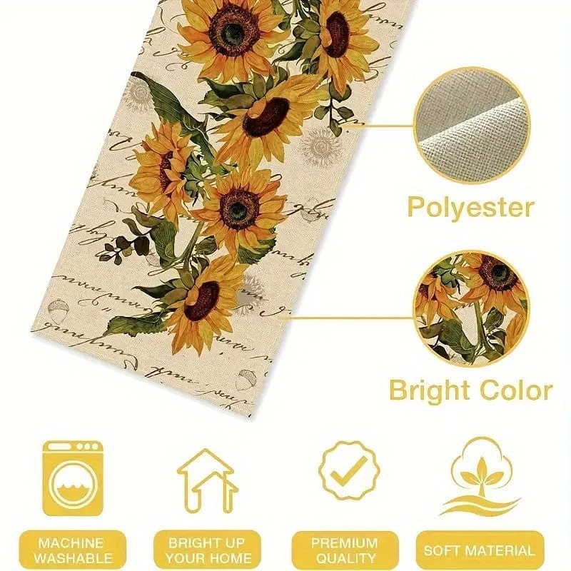 1 Stück, Tischläufer, Retro-Stil, Sonnenblumen-Muster, Tischläufer, Restaurant, Küche, Esstisch, Dekoration für Zuhause, Party-Dekoration