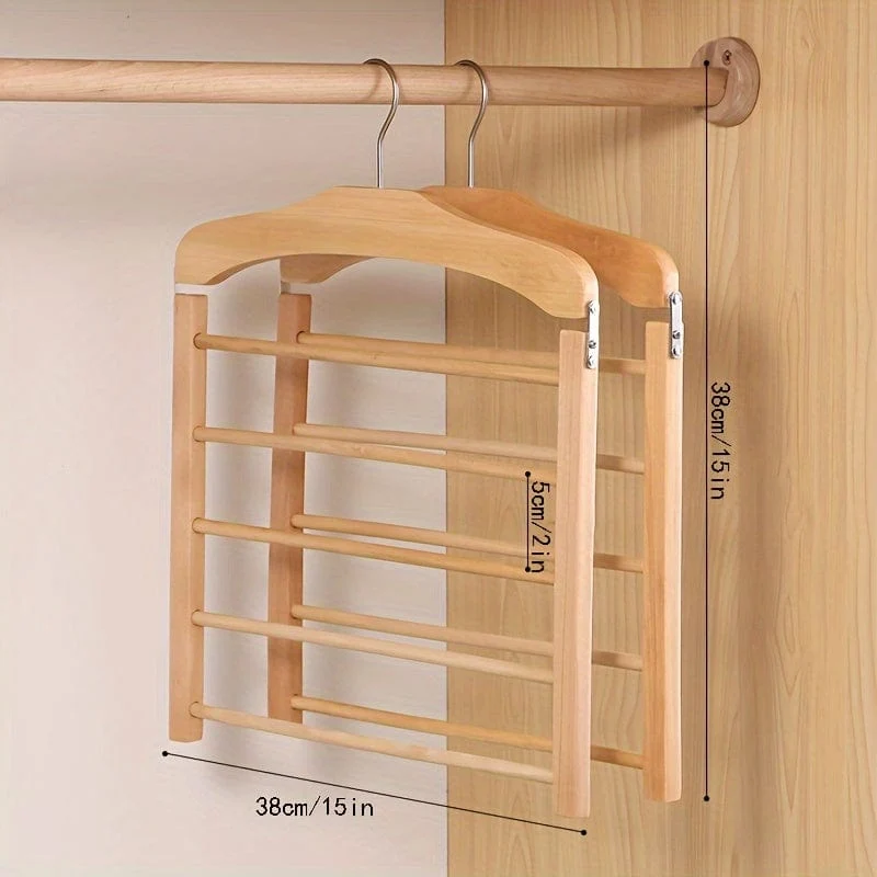 1-teiliger mehrstöckiger Hosenständer aus Holz, Haushalts-Holzgarderobe für Handtücher, Schals, Krawatten-Aufbewahrungsständer, nicht abfärbende hängende Hosenständer, Platzsparer im Haushalt für die Kleidungsorganisation von Schrank, Kleiderschrank, Zuhause, Wohnheim