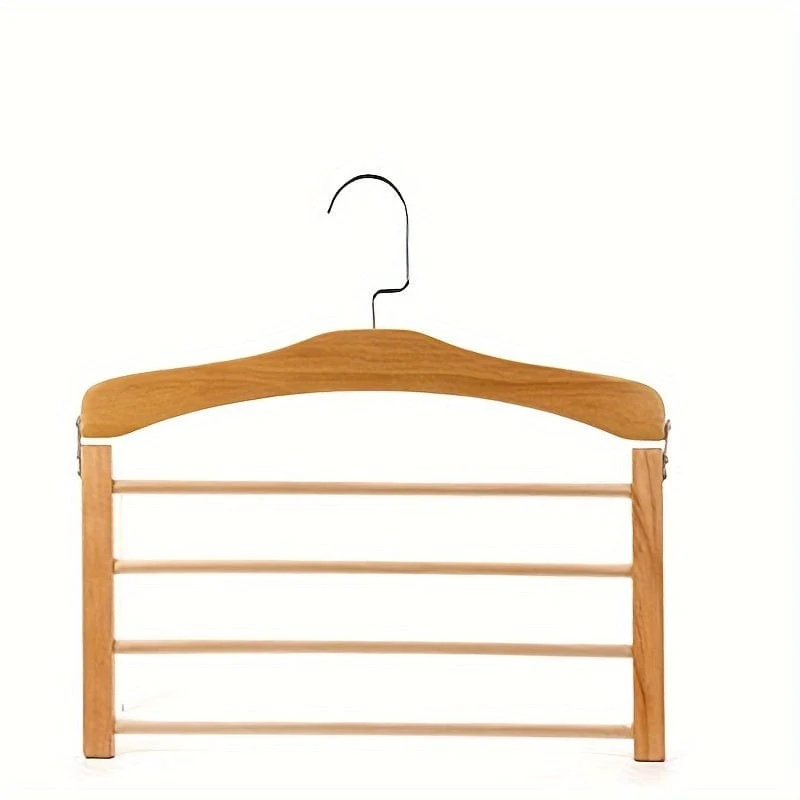 1-teiliger mehrstöckiger Hosenständer aus Holz, Haushalts-Holzgarderobe für Handtücher, Schals, Krawatten-Aufbewahrungsständer, nicht abfärbende hängende Hosenständer, Platzsparer im Haushalt für die Kleidungsorganisation von Schrank, Kleiderschrank, Zuhause, Wohnheim
