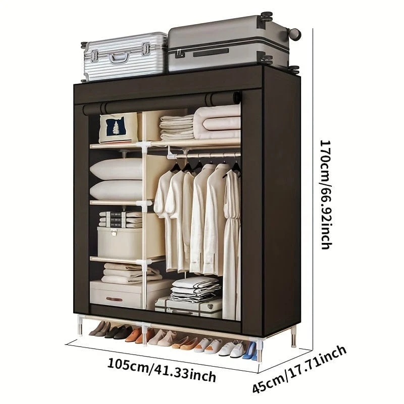 1 Stück einfacher Kleiderschrank, großer Kleiderschrank, langlebiger Kleiderständer für Hemden, Kleider, Steppdecken, Haushalts-Aufbewahrungsorganisator für Schrank, Miethaus, Schlafzimmer, Zuhause, Wohnheim, Eingangsbereich, Heimdekoration