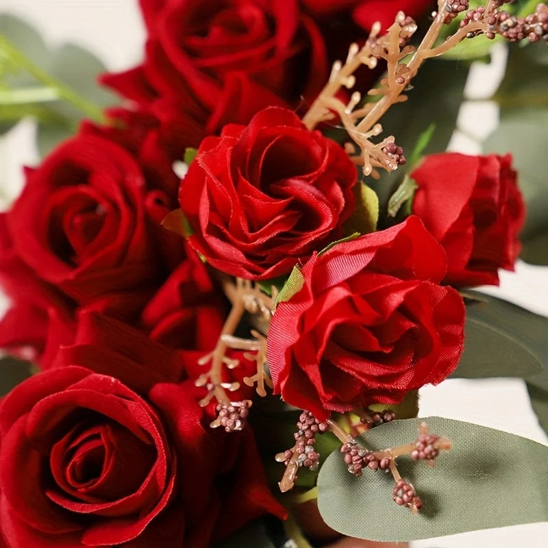 Set, künstliche Blumen, Hochzeits-Willkommenskarten-Dekorationsset, rote und weiße Rose, Vorschlag, Verlobungsfeier, Zeremonie, Blumen, Hochzeit im Freien, Bogen, Blumendekoration, Empfang, Hintergrund der Blumendekoration