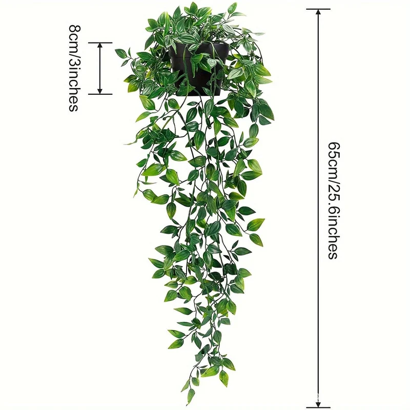 1 Stück künstliche Hängepflanzen, künstliche Hängepflanzen, künstliche Topfgrünpflanzen, künstliche Eukalyptusrebe, Pothos-Efeu-Erbsenschoten für Zuhause, Wandregal, Terrasse, Garten, Innen- und Außendekoration, Frühlings- und Sommerdekoration
