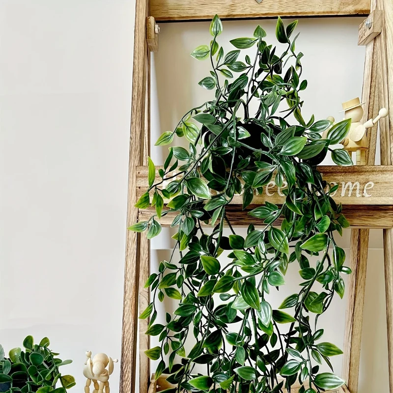 1 Stück künstliche Hängepflanzen, künstliche Hängepflanzen, künstliche Topfgrünpflanzen, künstliche Eukalyptusrebe, Pothos-Efeu-Erbsenschoten für Zuhause, Wandregal, Terrasse, Garten, Innen- und Außendekoration, Frühlings- und Sommerdekoration