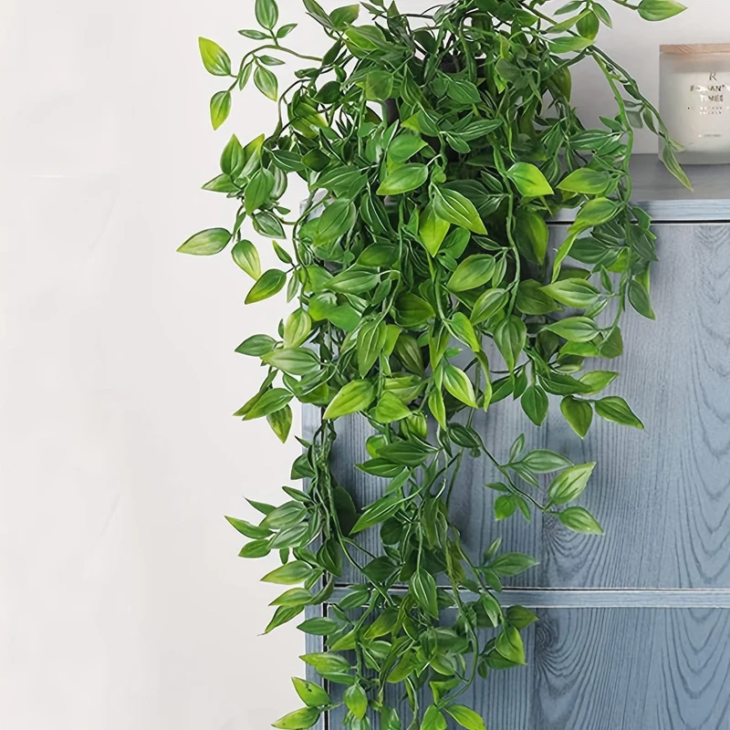 1 Stück künstliche Hängepflanzen, künstliche Hängepflanzen, künstliche Topfgrünpflanzen, künstliche Eukalyptusrebe, Pothos-Efeu-Erbsenschoten für Zuhause, Wandregal, Terrasse, Garten, Innen- und Außendekoration, Frühlings- und Sommerdekoration