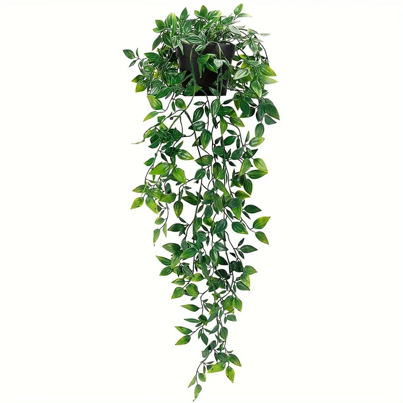 1 Stück künstliche Hängepflanzen, künstliche Hängepflanzen, künstliche Topfgrünpflanzen, künstliche Eukalyptusrebe, Pothos-Efeu-Erbsenschoten für Zuhause, Wandregal, Terrasse, Garten, Innen- und Außendekoration, Frühlings- und Sommerdekoration