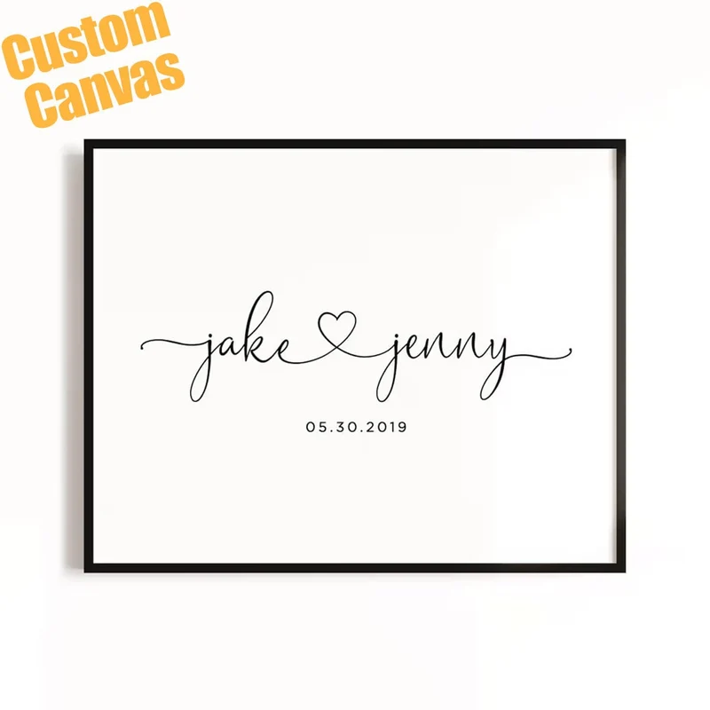 1 Stück personalisiertes Liebhaber-Wandkunst-Leinwandposter für die Inneneinrichtung, individuelles Paar-Poster, Leinwanddrucke für Wohnzimmer, Schlafzimmer, Küche, Büro, Café, Dekor, perfektes Geschenk und Dekoration, Weihnachtsgeschenk, Muttertagsgeschenk