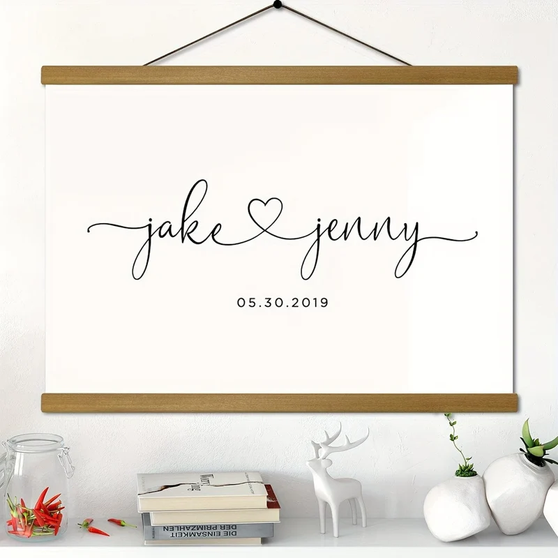 1 Stück personalisiertes Liebhaber-Wandkunst-Leinwandposter für die Inneneinrichtung, individuelles Paar-Poster, Leinwanddrucke für Wohnzimmer, Schlafzimmer, Küche, Büro, Café, Dekor, perfektes Geschenk und Dekoration, Weihnachtsgeschenk, Muttertagsgeschenk