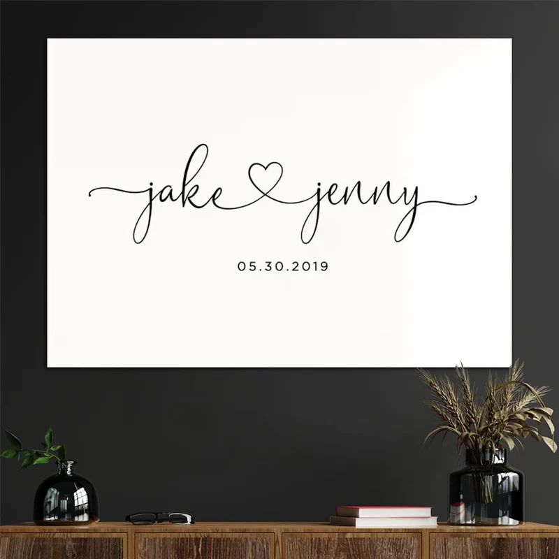 1 Stück personalisiertes Liebhaber-Wandkunst-Leinwandposter für die Inneneinrichtung, individuelles Paar-Poster, Leinwanddrucke für Wohnzimmer, Schlafzimmer, Küche, Büro, Café, Dekor, perfektes Geschenk und Dekoration, Weihnachtsgeschenk, Muttertagsgeschenk