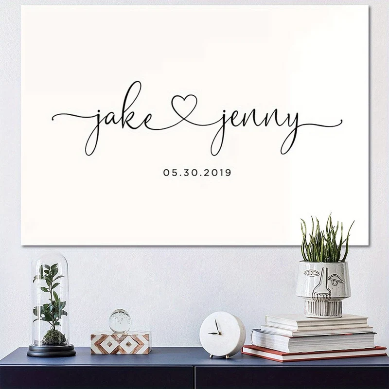1 Stück personalisiertes Liebhaber-Wandkunst-Leinwandposter für die Inneneinrichtung, individuelles Paar-Poster, Leinwanddrucke für Wohnzimmer, Schlafzimmer, Küche, Büro, Café, Dekor, perfektes Geschenk und Dekoration, Weihnachtsgeschenk, Muttertagsgeschenk