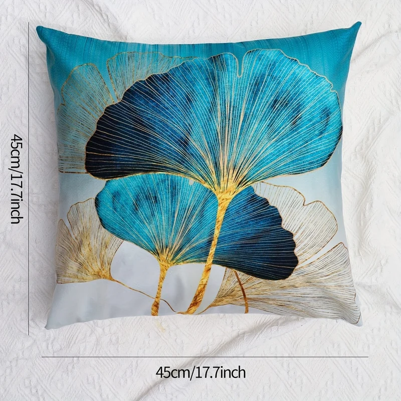 1 Stück, Ginkgo-Blatt, frischer Stil, Polyester-Kissenbezug, Kissenbezug, Schlafzimmerzubehör, Sofakissenbezug, Sammlerstück, Gebäudezubehör (Kissen ist nicht im Lieferumfang enthalten)