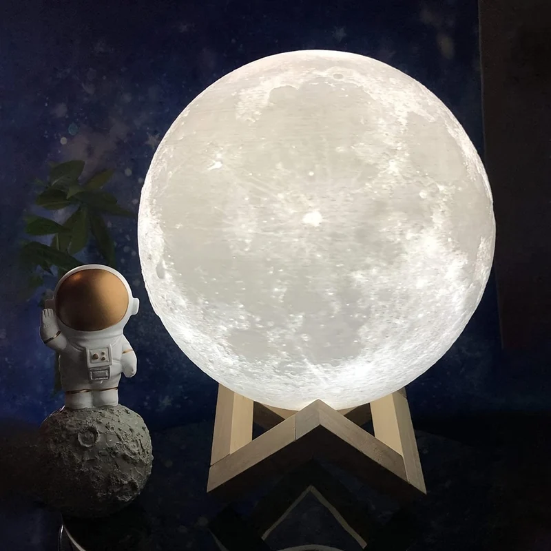 1 Stück Mondlampe mit Timing, wiederaufladbar, buntes 3D-Mond-Nachtlicht, Weihnachten, Geburtstag, Neujahr, Valentinstagsgeschenke, weiße Elefantengeschenke, Geschenke für Männer, Frauen, Mütter, Mädchen, Fernbedienung, Touch-Steuerung, Durchmesser 11.94 cm