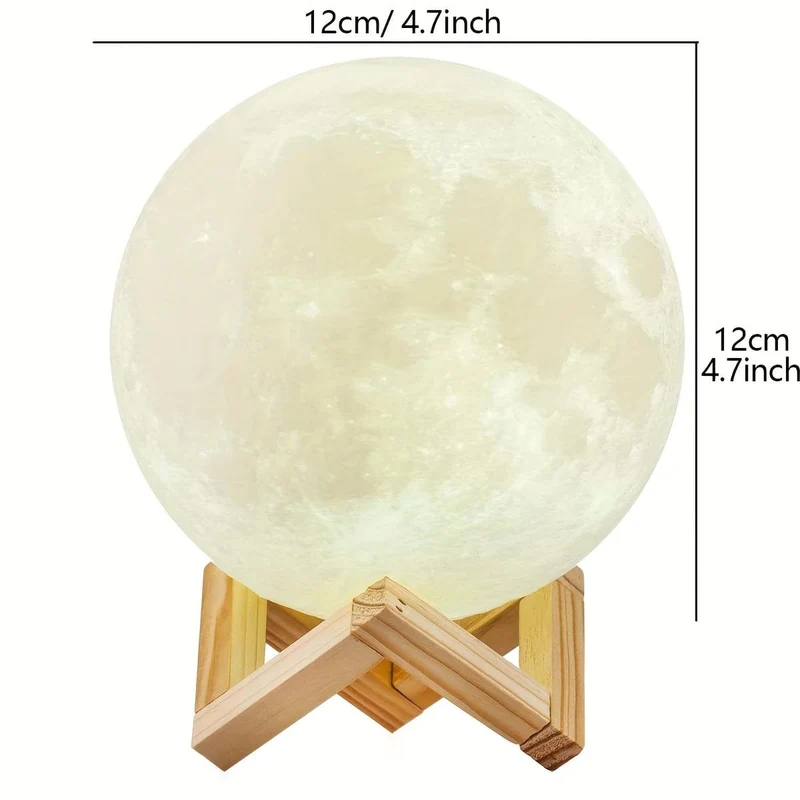 1 Stück Mondlampe mit Timing, wiederaufladbar, buntes 3D-Mond-Nachtlicht, Weihnachten, Geburtstag, Neujahr, Valentinstagsgeschenke, weiße Elefantengeschenke, Geschenke für Männer, Frauen, Mütter, Mädchen, Fernbedienung, Touch-Steuerung, Durchmesser 11.94 cm