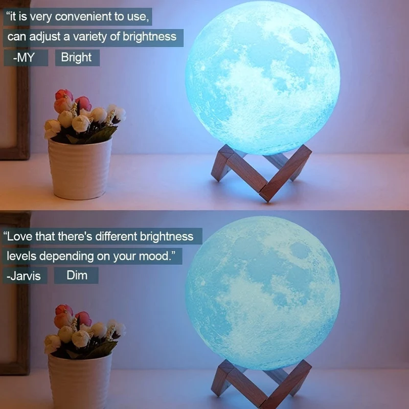1 Stück Mondlampe mit Timing, wiederaufladbar, buntes 3D-Mond-Nachtlicht, Weihnachten, Geburtstag, Neujahr, Valentinstagsgeschenke, weiße Elefantengeschenke, Geschenke für Männer, Frauen, Mütter, Mädchen, Fernbedienung, Touch-Steuerung, Durchmesser 11.94 cm
