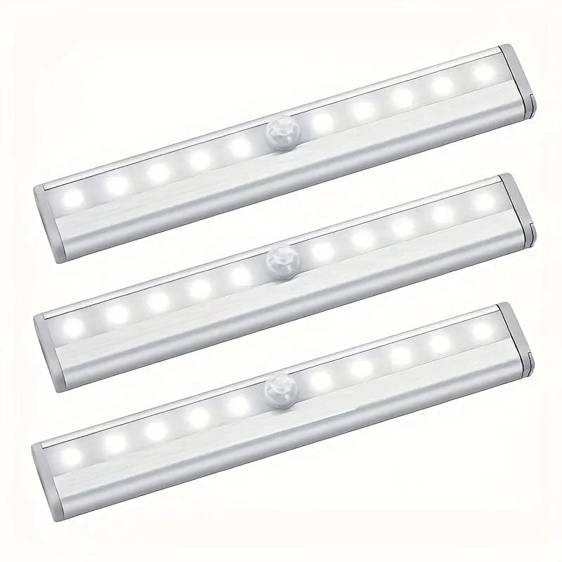 3er-Pack Unterschrankleuchte, kabelloses LED-Licht mit Bewegungssensor, für Speisekammer, Schrank, Küche, Badezimmer, batteriebetriebene magnetische Schrankleuchte mit automatischer Abschaltung, Tageslichtsensor