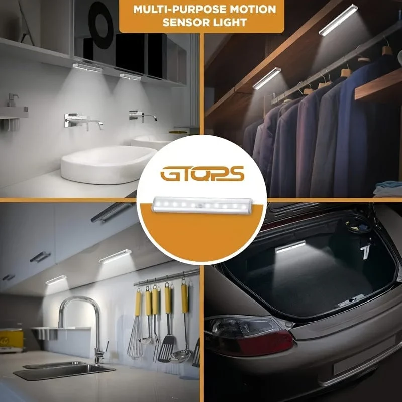 3er-Pack Unterschrankleuchte, kabelloses LED-Licht mit Bewegungssensor, für Speisekammer, Schrank, Küche, Badezimmer, batteriebetriebene magnetische Schrankleuchte mit automatischer Abschaltung, Tageslichtsensor