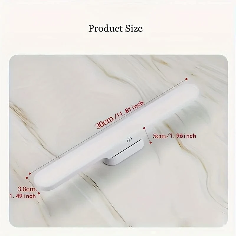 1 Stück 30 cm/11.8 Zoll Make-up-Spiegelleuchte, Schrankleuchte, dimmbare Schrankleuchte, LED-Spiegel-Frontleuchte, Leseleuchte, wiederaufladbares und aufklebbares 3-Farben-USB-Nachtlicht