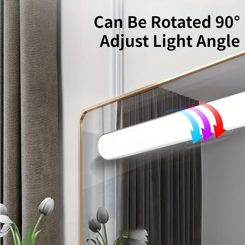 1 Stück 30 cm/11.8 Zoll Make-up-Spiegelleuchte, Schrankleuchte, dimmbare Schrankleuchte, LED-Spiegel-Frontleuchte, Leseleuchte, wiederaufladbares und aufklebbares 3-Farben-USB-Nachtlicht