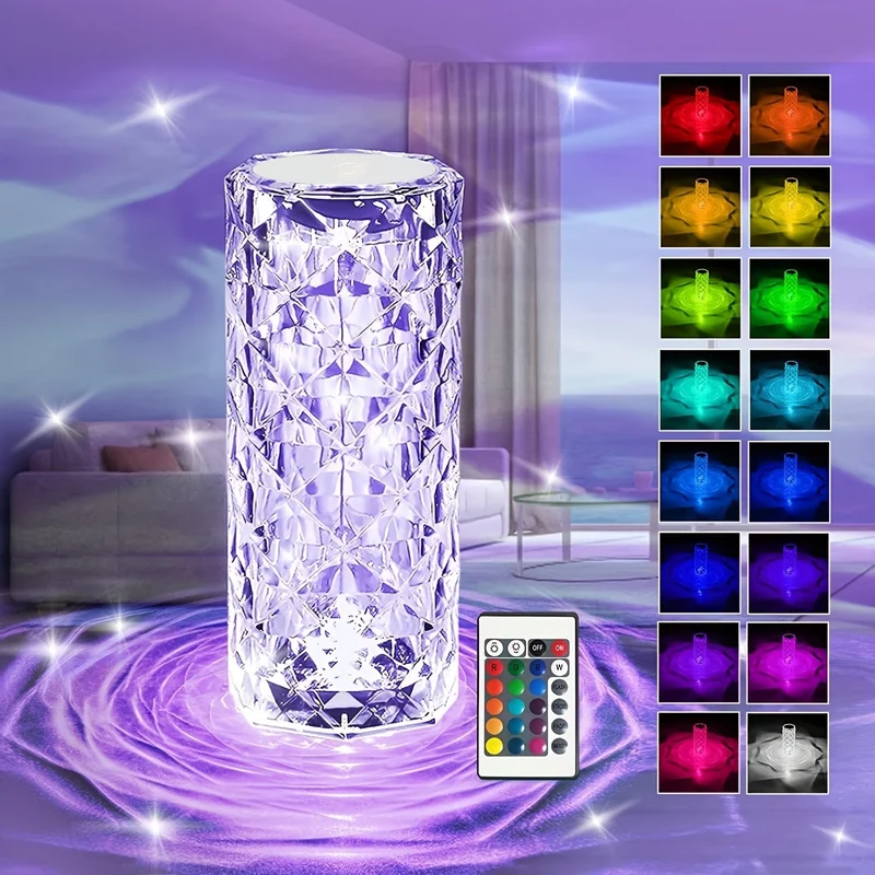 1 Stück Rose Tischlampe, USB-Lade-Taschenlampe, 16 Farben wechselnde RGB-Schreibtischlampe mit Touch- und Fernbedienung, wiederaufladbare Acryl-LED-Nachttischlampe mit USB und Akku für Schlafzimmer, Wohnzimmer, Heimdekoration