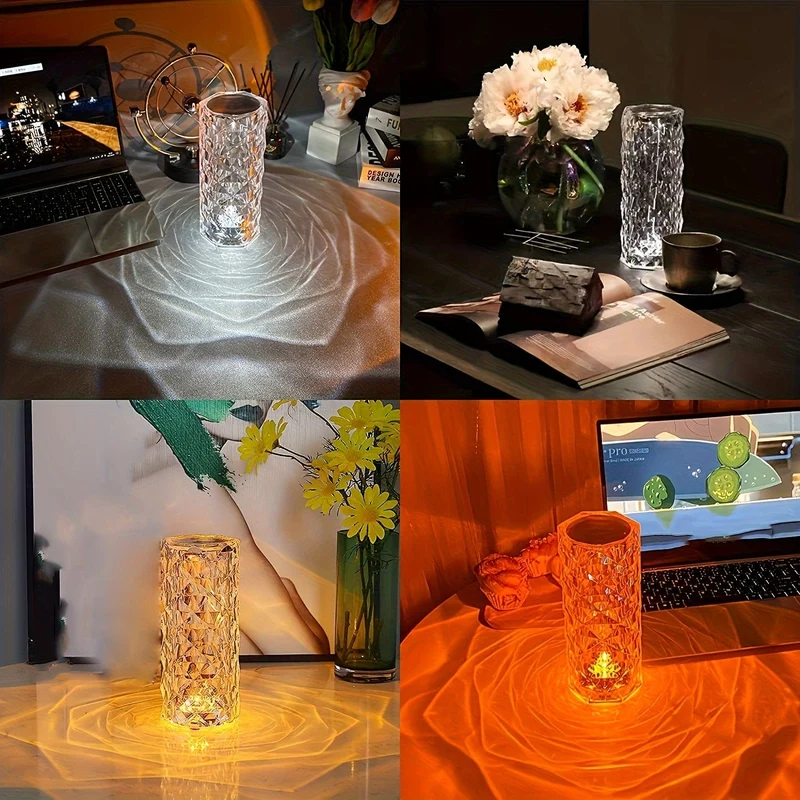 1 Stück Rose Tischlampe, USB-Lade-Taschenlampe, 16 Farben wechselnde RGB-Schreibtischlampe mit Touch- und Fernbedienung, wiederaufladbare Acryl-LED-Nachttischlampe mit USB und Akku für Schlafzimmer, Wohnzimmer, Heimdekoration