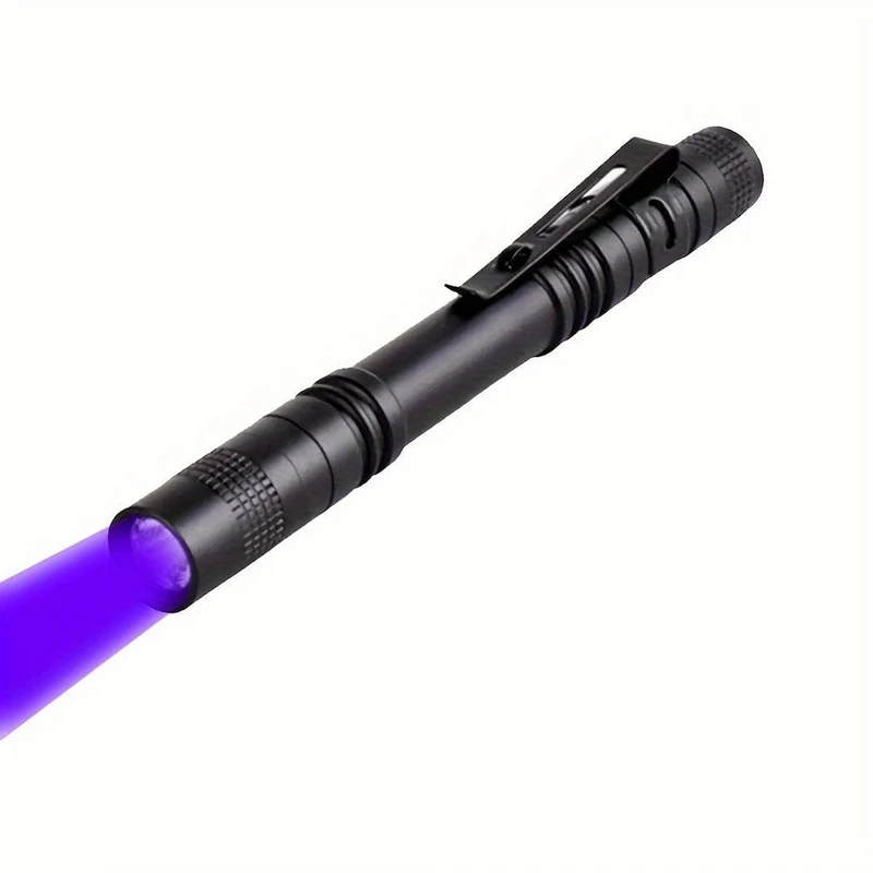 1/2 Stück 395 nm UV-Schwarzlicht-Taschenlampe, kleine tragbare Taschen-Stiftlichter für Leckagen, Haustierurin, Hotelinspektion, Trockenflecken- und Farbstoffdetektor, ultraviolette unsichtbare Tintenfackel, Erz-Geldskorpion-Erkennungslampe