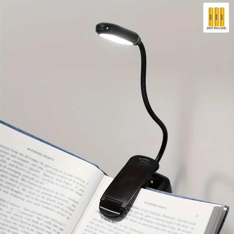 1 Stück Clip-on-Buchleuchte, batteriebetriebene flexible Schlauch-Tischlampe, kleine Desktop-Leselampe, tragbares kleines Nachtlicht für Raumdekoration