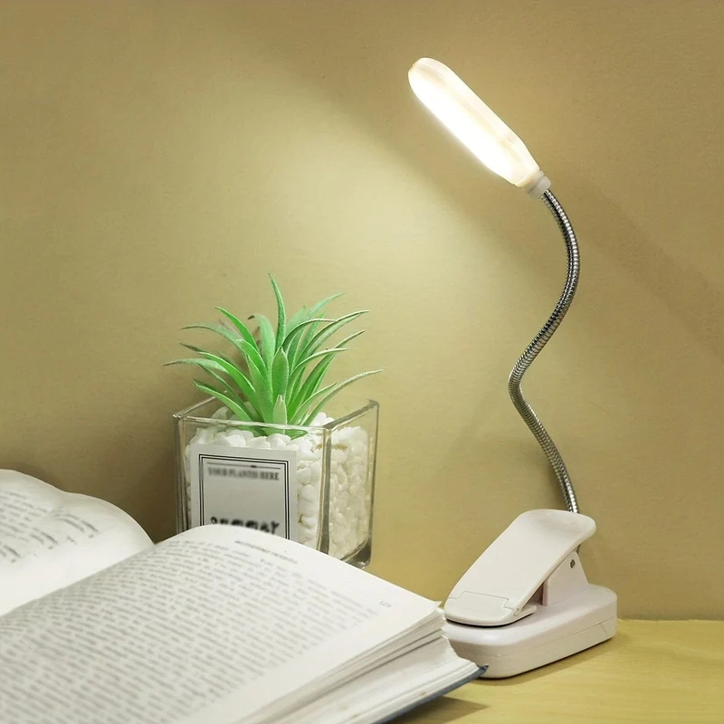 1 Stück Clip-on-Buchleuchte, batteriebetriebene flexible Schlauch-Tischlampe, kleine Desktop-Leselampe, tragbares kleines Nachtlicht für Raumdekoration