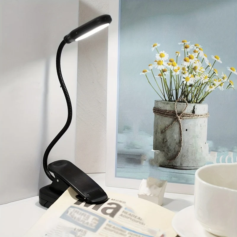 1 Stück Clip-on-Buchleuchte, batteriebetriebene flexible Schlauch-Tischlampe, kleine Desktop-Leselampe, tragbares kleines Nachtlicht für Raumdekoration