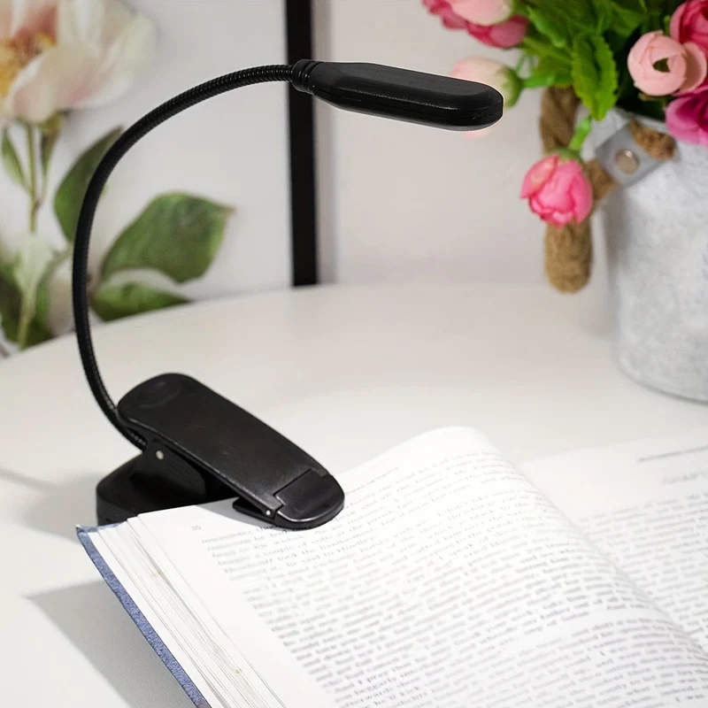 1 Stück Clip-on-Buchleuchte, batteriebetriebene flexible Schlauch-Tischlampe, kleine Desktop-Leselampe, tragbares kleines Nachtlicht für Raumdekoration