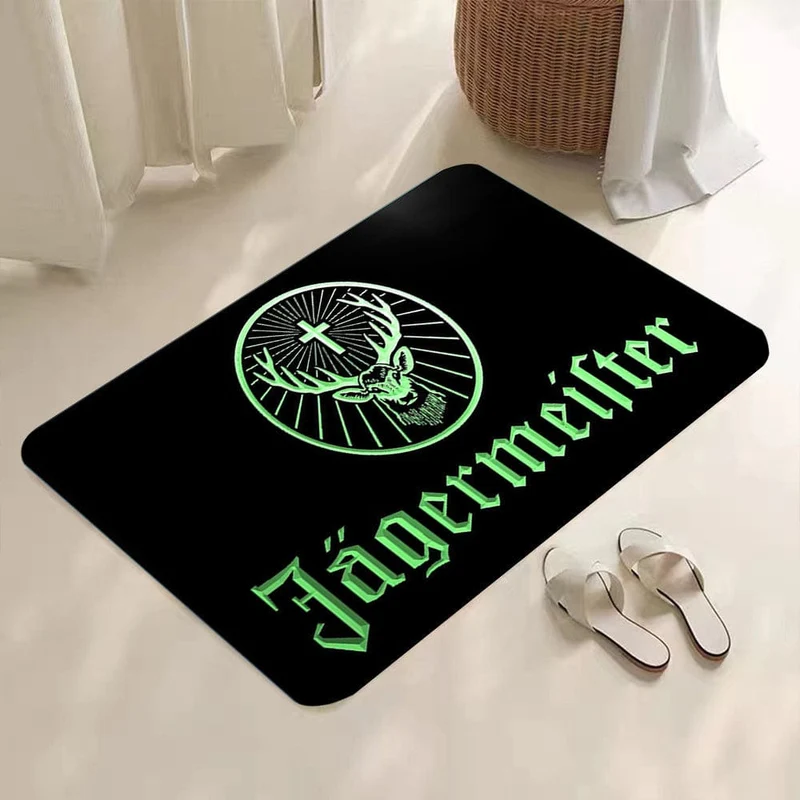 1 Stück verdickter Jägermeister-Logo-Teppich für Wohnzimmer, Schlafzimmer, Heimdekoration, Couchtisch, große Fläche, Lounge-Bodenmatte, rutschfeste Teppiche für Schlafzimmer, Heimdekoration, Raumdekoration