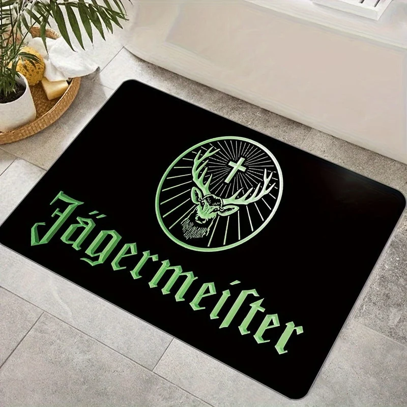 1 Stück verdickter Jägermeister-Logo-Teppich für Wohnzimmer, Schlafzimmer, Heimdekoration, Couchtisch, große Fläche, Lounge-Bodenmatte, rutschfeste Teppiche für Schlafzimmer, Heimdekoration, Raumdekoration