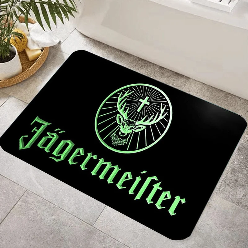 1 Stück verdickter Jägermeister-Logo-Teppich für Wohnzimmer, Schlafzimmer, Heimdekoration, Couchtisch, große Fläche, Lounge-Bodenmatte, rutschfeste Teppiche für Schlafzimmer, Heimdekoration, Raumdekoration
